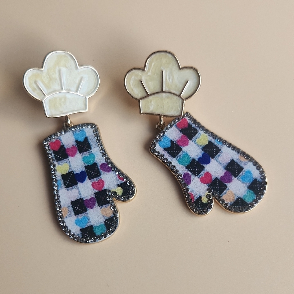 Colorful Chef Hat and Mitten Earrings